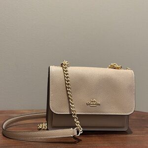 Coach Beige Crossbody Bag with Gold Accents